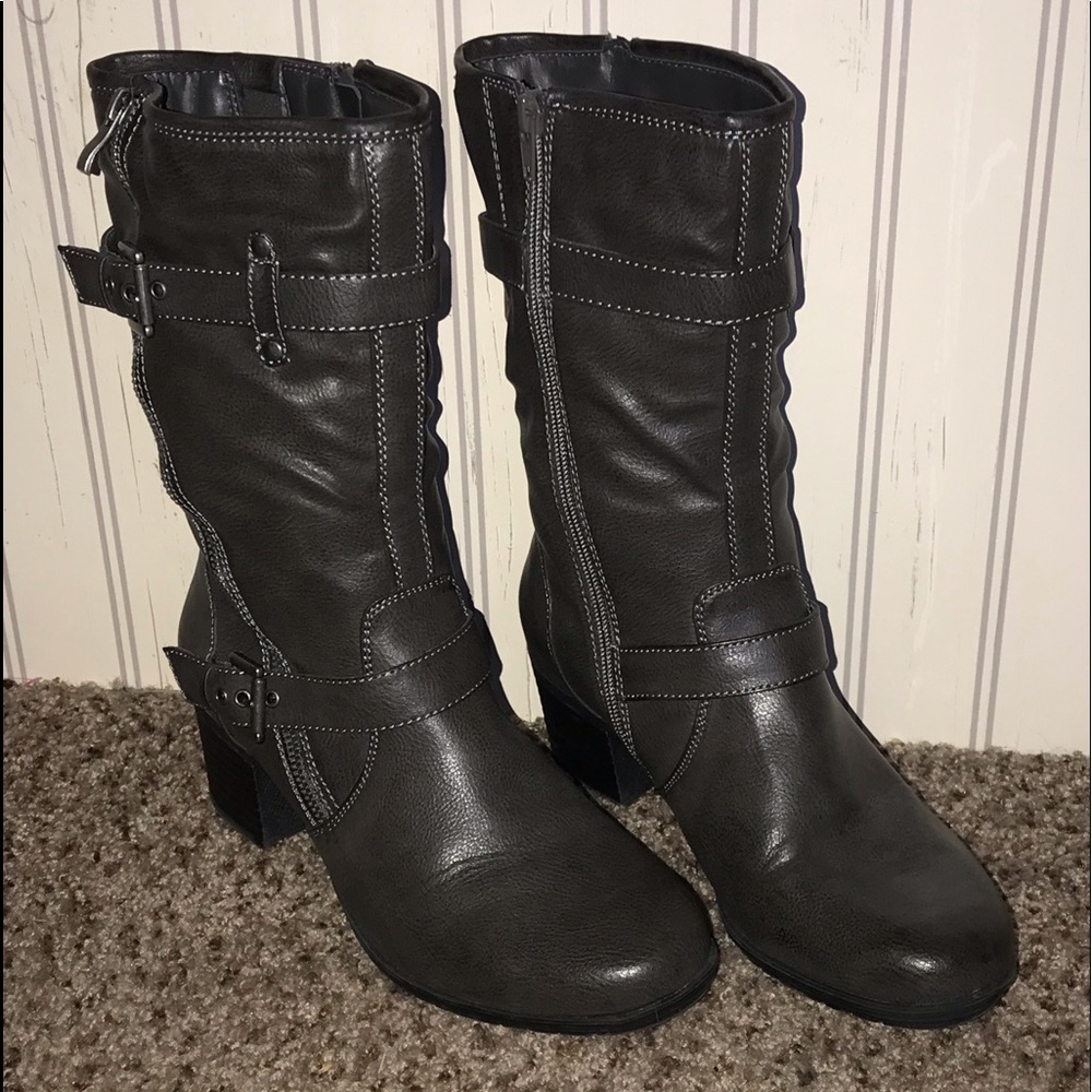 BASS Grey Buckle Calf Boots 💥LIKE NEW💥